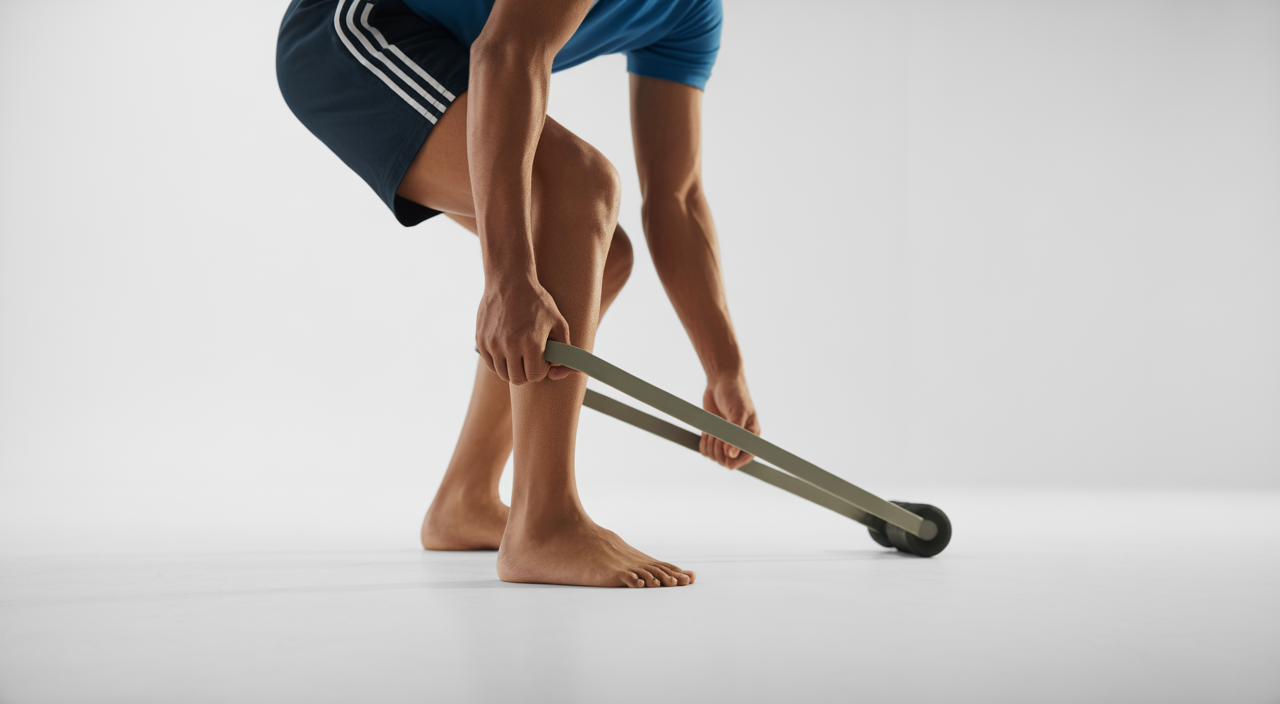Patient doing physical therapy exercises during hip replacement recovery