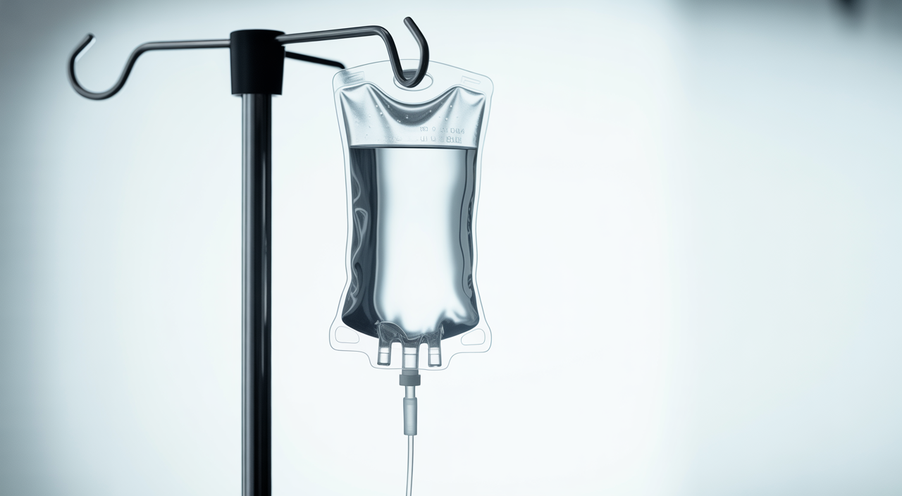 Person receiving IV therapy drip for wellness and hydration support