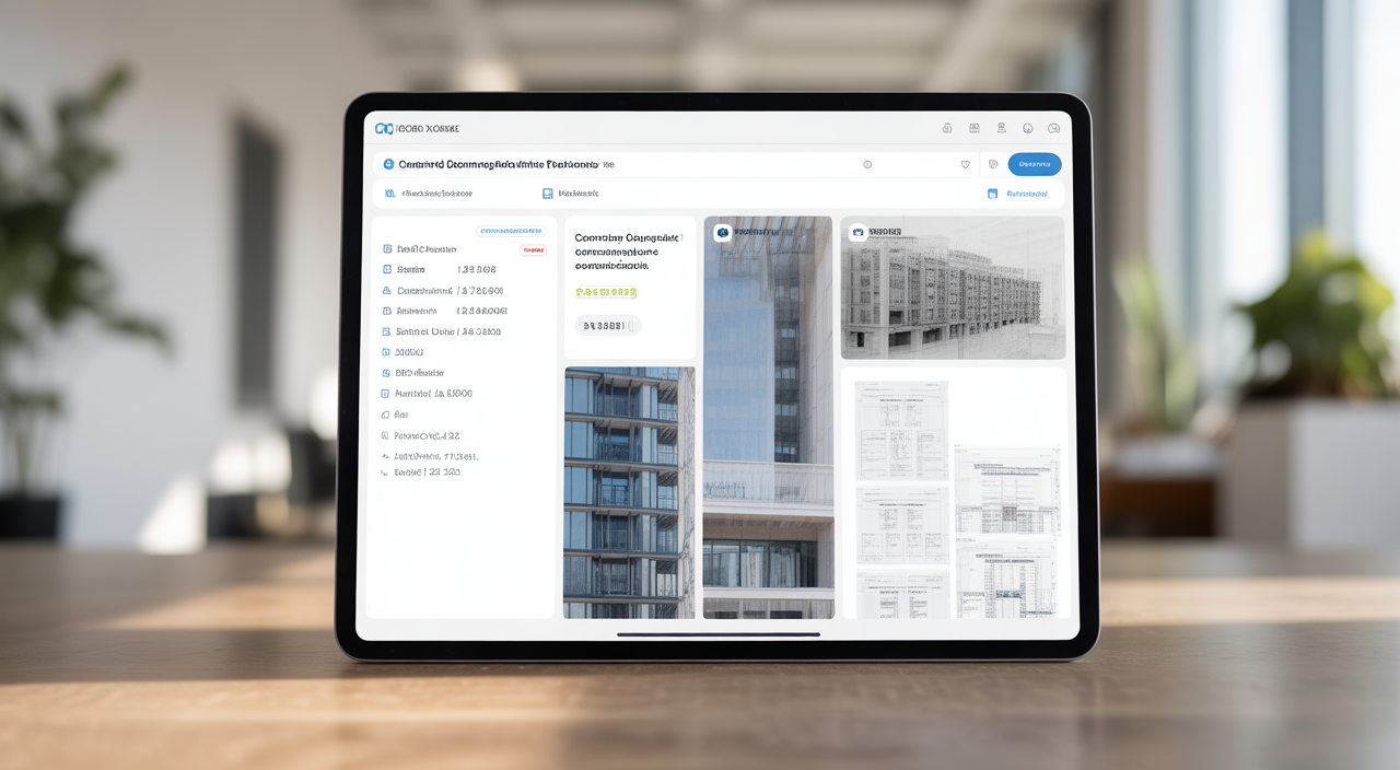 Architect reviewing architectural compliance documents and digital building code checklist on a computer screen