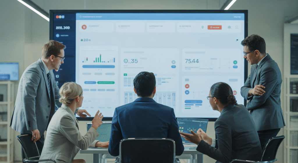 Digital marketing team analyzing website data