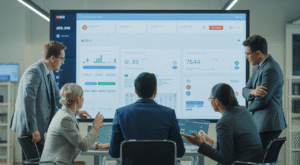 Digital marketing team analyzing website data
