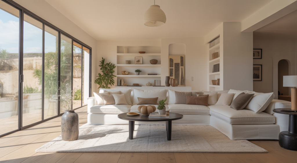 Clean and modern living room showcasing professional house cleaning results